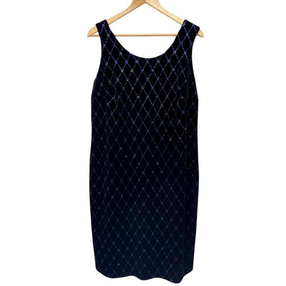 Vintage Onyx 2 Piece Dress Open Blazer Black Velvet Rhinestone Metallic Size 16 - Picture 9 of 10